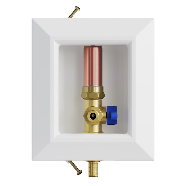 Jones Stephens Icemaker Box, Quarter Turn Valve with Water Hammer Arrestor, 1/2in. PEX F1807 Connection, Lead Free B05931LF - main